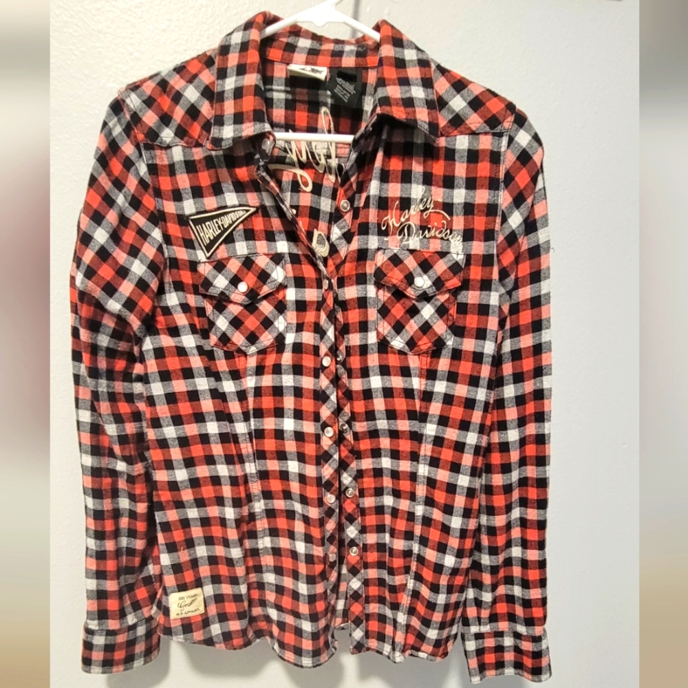 Harley Davidson snap-down flannel